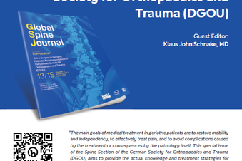 Titelblatt des Global Spine Journal mit Sonderausgabe zur Wirbelsäulenchirurgie bei geriat-rischen Patienten.