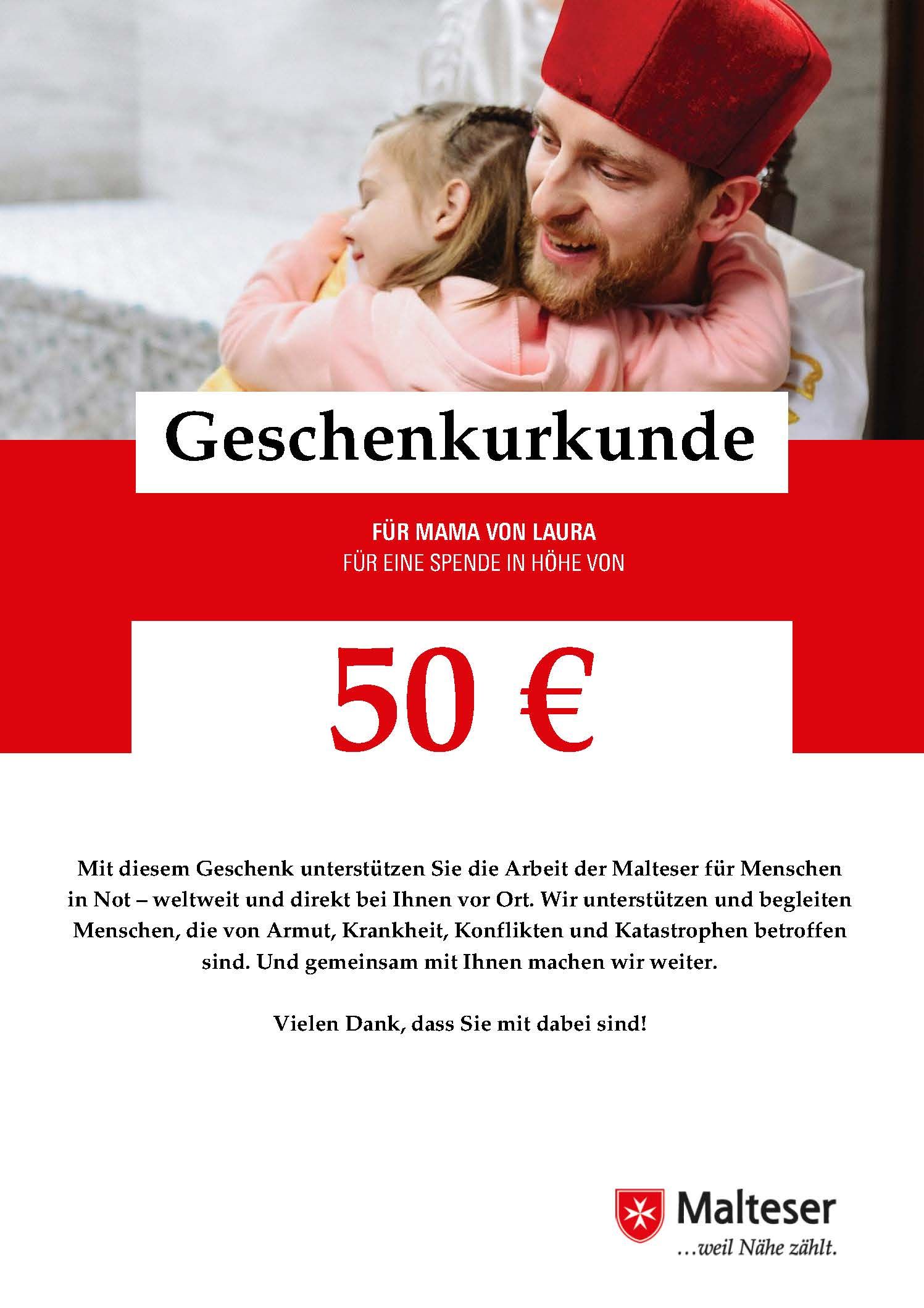 Spendenurkunde Weihnachten
