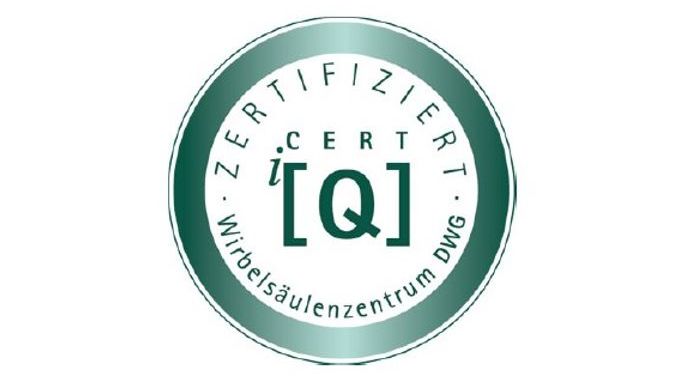 Logo des iQZ CERT zertifizierten Wirbelsäulenzentrums DWG.