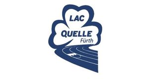 Logo des LAC Quelle Fürth mit blauer Wolkenform und stilisierter Laufbahn.