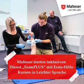 Erste-Hilfe-Kurse in Leichter Sprache: Malteser starten inklusiven Dienst „TeamPLUS“. Grafik: Malteser Köln  