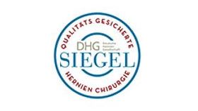 DHG-Siegel der Deutschen Herniengesellschaft für qualitätsgesicherte Hernienchirurgie.