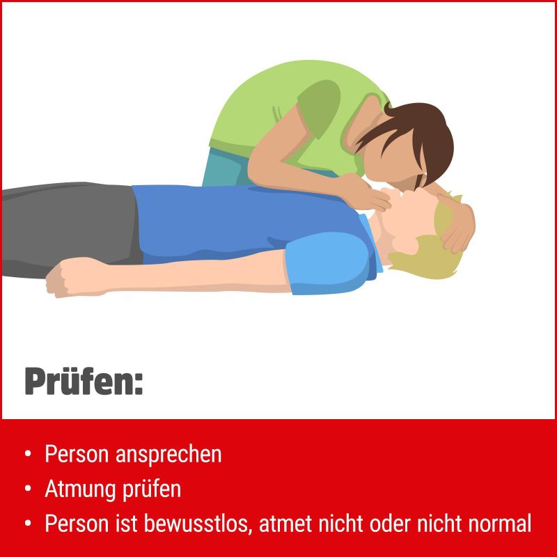 Abbildung Herzdruckmassage "Prüfen"