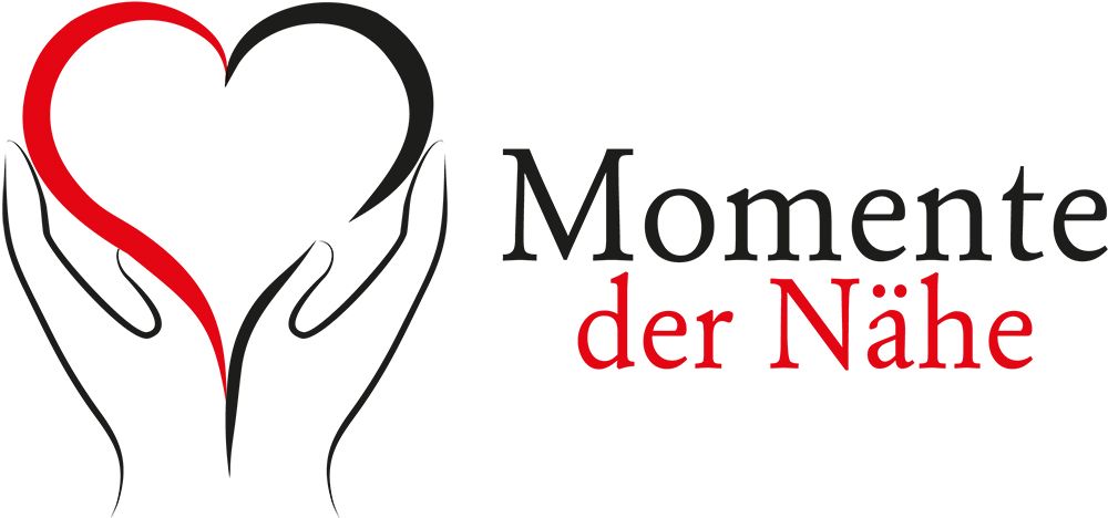 Grafische Darstellung "Momente der Nähe": Hände halten ein Herz