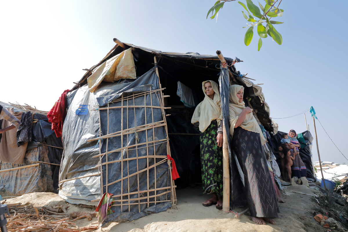 Eine Hütte für Rohingya Flüchtlinge aus Myanmar in Bangladesch