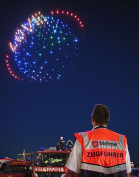 Eines der Highlights auf dem Hessentag: Die Drohnenshow. Foto: Fynn Heieck. 
