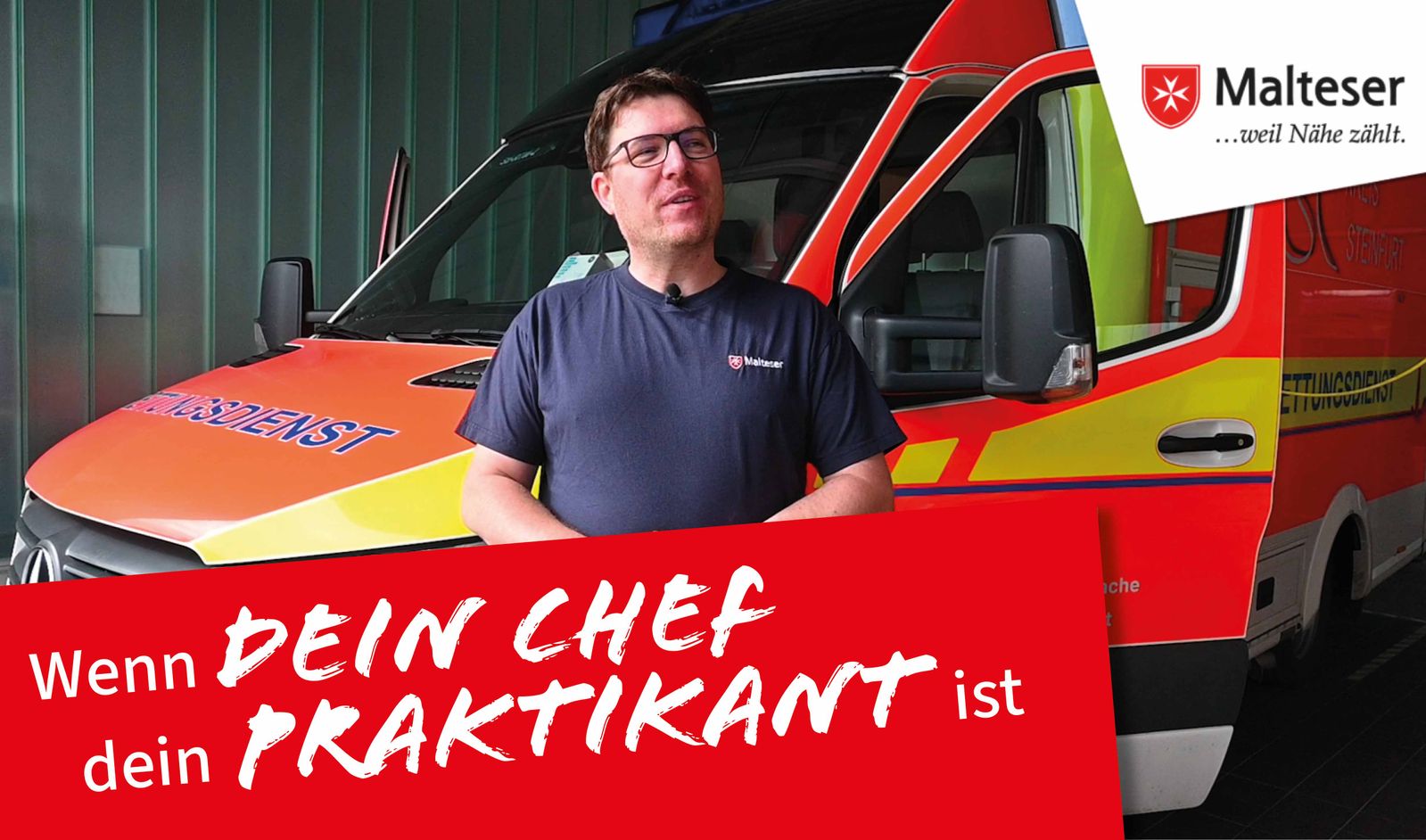 Diözesangeschäftsführer Benjamin Schreiber ist für einen Tag Praktikant in der Rettungswache Steinfurt Borghorst.