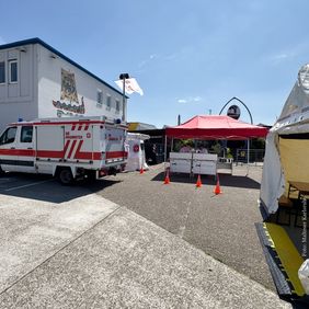 Aufgebaute Verpflegungsstelle