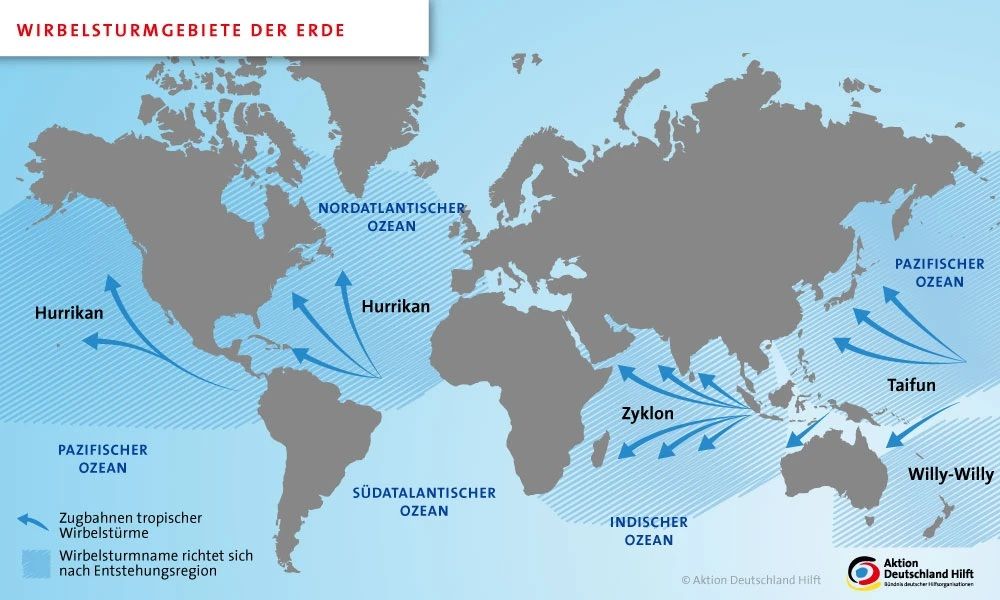 Infografik zu den Wirbelsturmentstehungsgebieten