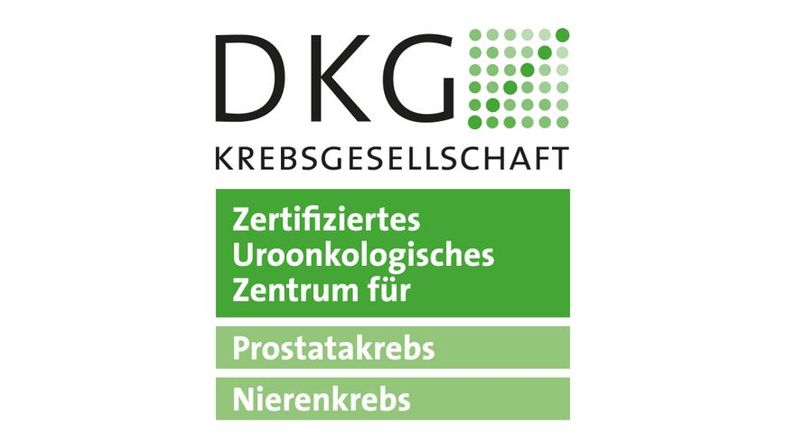 Zertifikat der Deutschen Krebsgesellschaft für ein uroonkologisches Zentrum für Prostata- und Nierenkrebs.