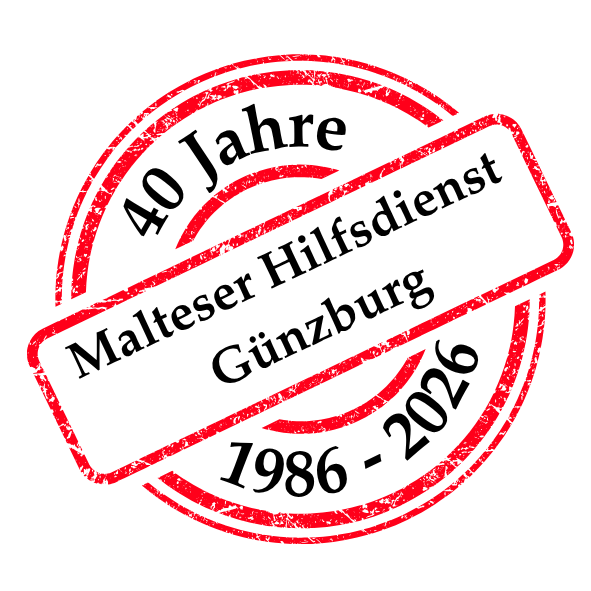 Signet 40 Jahre Malteser Günzburg in Weiß-Rot-Schwarz