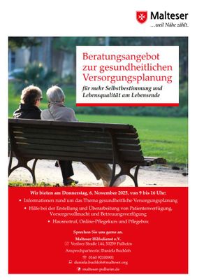 Neues Beratungsangebot zur gesundheitlichen Versorgungsplanung des Malteser Hilfsdienst e.V. in Pulheim