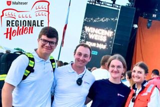 Nina und Florian aus Koblenz während eines Sanitätsdienstes auf einem Konzert