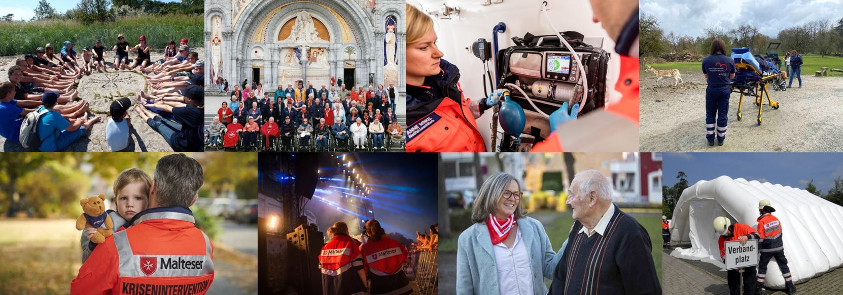 Bild-Collage über Möglichkeiten sich bei den Maltesern in Passau Ehrenamtlich zu engagieren 