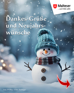 Lächelnder Schneemann und Malteser Logo