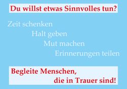 Postkarte der Malteser mit Aufruf zur ehrenamtlichen Trauerbegleitung.