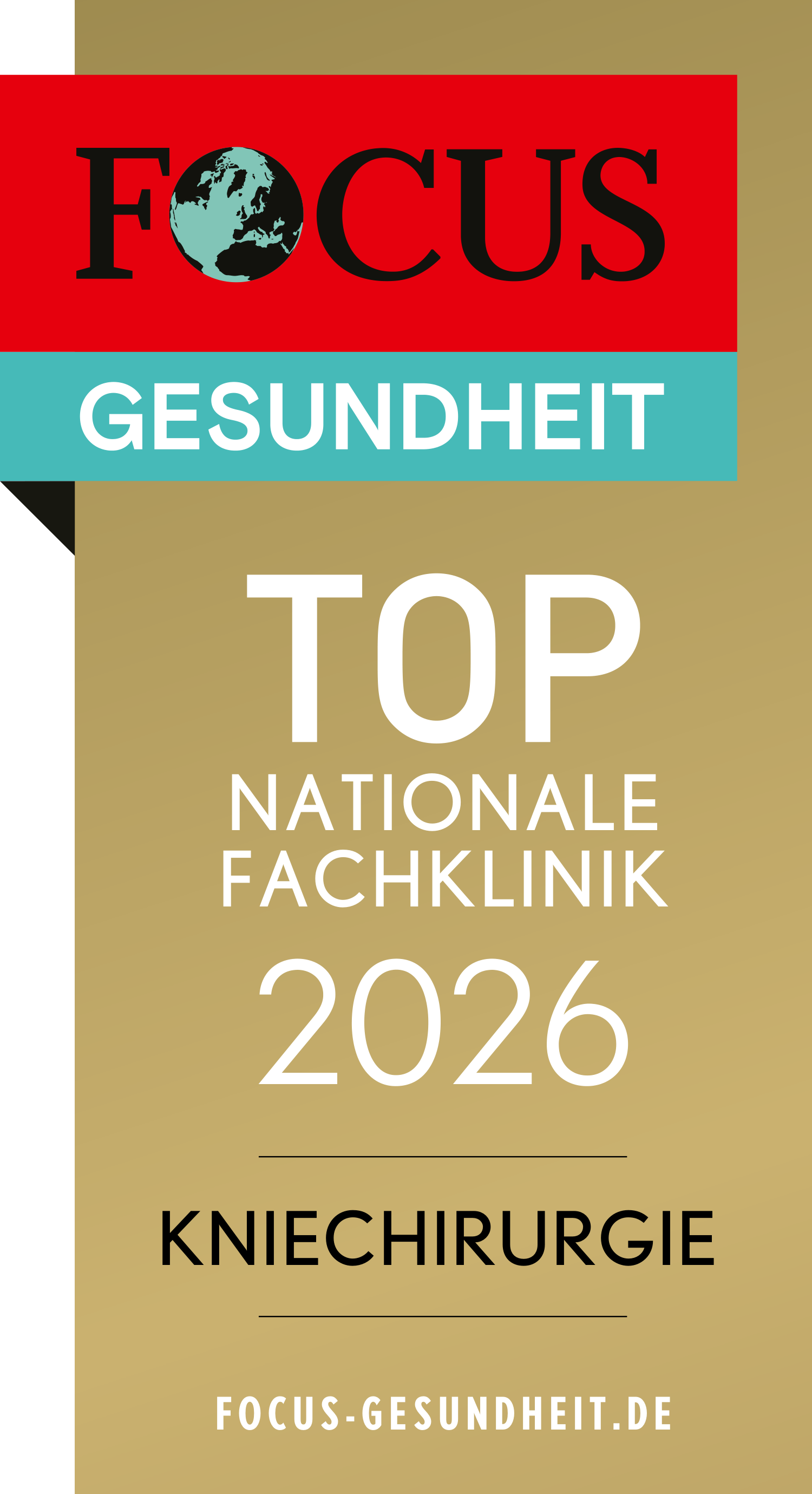 Focus-Siegel 2026 für das Malteser Waldkrankenhaus St. Marien im Bereich Kniechirurgie.