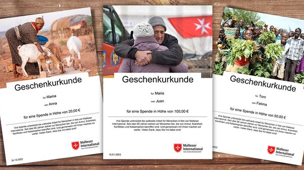Geschenkurkunden von Malteser International