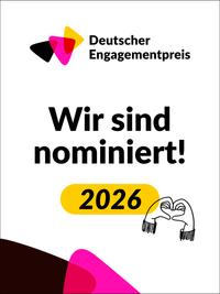 Grafikdatei mit Darstellung "Wir sind nominiert" für den Deutschen Engagementpreis 2026