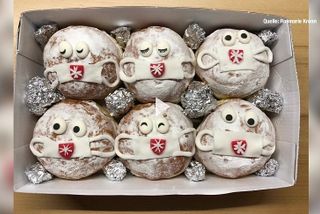 Screenshot vom Beitrag auf Niederbayern TV mit den Krapfen