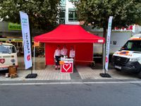 Die drei Helfer der Malteser am Stand auf dem Sicherheitstag in Bochum