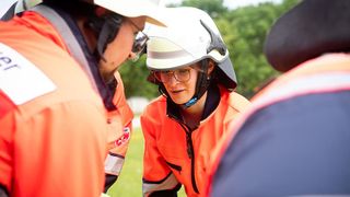 3 Malteser bei einer Übung des Katastrophenschutzes. 