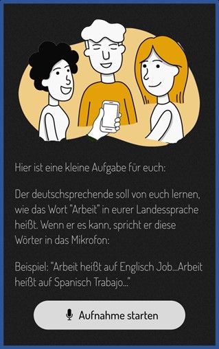 Screenshot der App: einer Aufgabe der interaktiven Stadtrallye