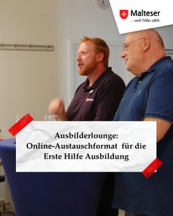 Moderatoren-Duo Marcel Otto (Malteser Neuss) und Michael Schmelz (Malteser Moes-Xanten) bei der Ausbilderlounge