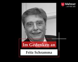 Foto in schwarz-weiß von Fritz Schramma und den Worten "In Gedenken an"