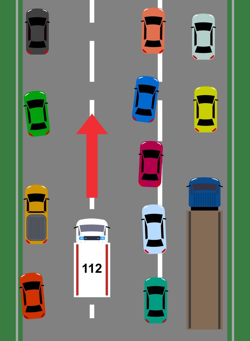 Grafische Darstellung einer Rettungsgasse.