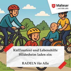 KI-generiert: Mehrere Personen auf Fahrrädern und eine Rikscha