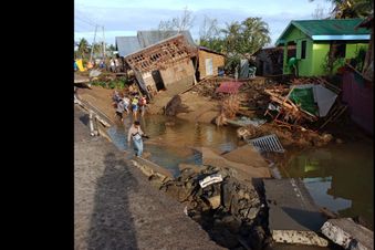 zerstörte Häuser, eingebrochene Straßen: Taifun Kammuri hatte schlimme Folgen. Foto: Malteser International