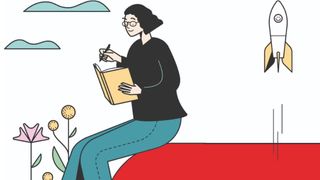 Illustration: Frau schreibt Tagebuch