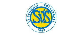 Logo des SV Schwaig Volleyball mit gelb-blauem Kreis, stilisierten Buchstaben SVS und Schriftzug SV Schwaig Volleyball 1967.