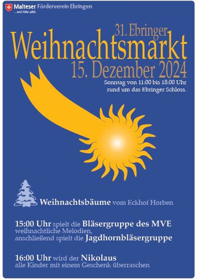 Ebringer Weihnachtsmarkt 2025 | Adventsmarkt am Schloss Ebringen – Malteser