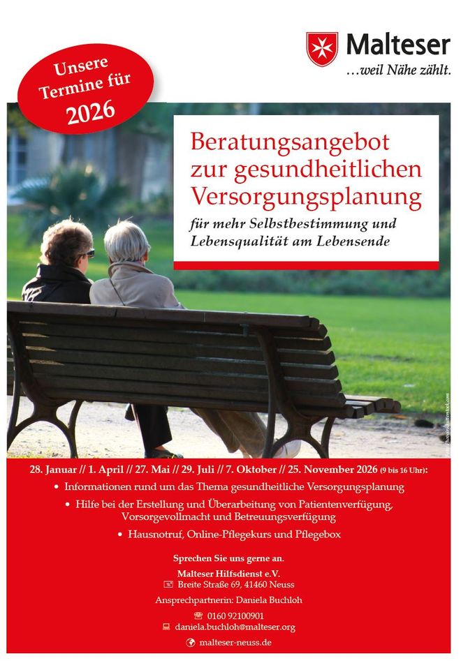 Beratungsangebot zur gesundheitlichen Versorgungsplanung des Malteser Hilfsdienst e.V. in Neuss