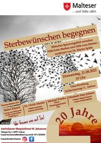 Einladungsgrafik zum Themenabend Sterbewünschen begegnen mit den Informationen aus dem Begleittext