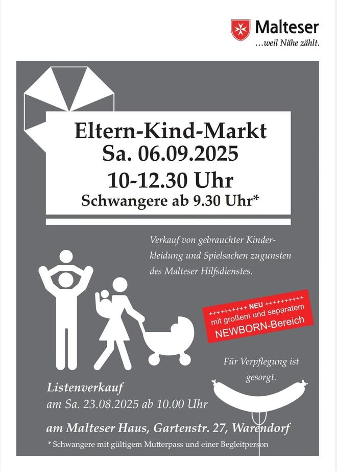 Das Bild zeigt ein Plakat mit allen Daten zum ElKi-Markt Im September 2025