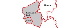 Karte vom Saarland, Rheinland-Pfalz und Hessen
