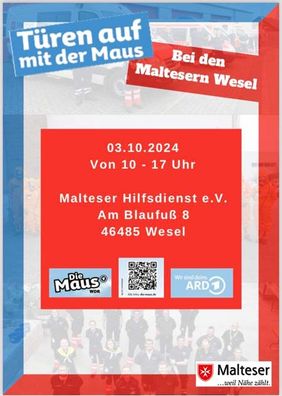 Flyer mit Adresse und Uhrzeiten vom Maustag