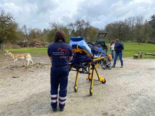 ehrenamtliche Helferin begleitet kranke Frau in den Wildpark