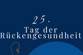 Ankündigung zum 25. Tag der Rückengesundheit der DWG in Blau und Gelb.