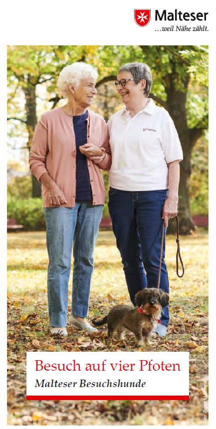 Gezeigt wird hier das Titelbild des Prospektes Besuchshundedienst der Malteser Böblingen