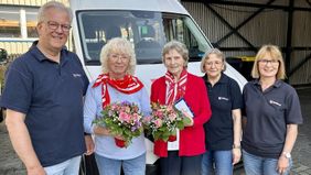 Foto (Malteser) v. lks.: Michael Korden, Rita Kleinert, Renate Wirostek, Birgit Jähne-Neumann und Stephanie Tewes-Ahrnsen.