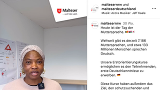 Screenshot eines Instagram Reel zum Tag der Muttersprache welches Teilnehmende eines Erstorientierungskurses zeigt, die sich auf ihrer Muttersprache vorstellen