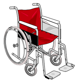 Illustration of a red wheelchair from the 1998 newsletter