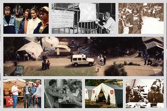 Menschen in der Unterkunft der Malteser in Budapest 1989