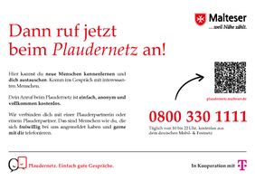 Informationsgrafik für Gespräche, Bewerbung der Telefonnummer 08003301111
