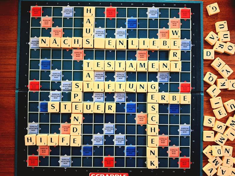 Scrabble-Spiel mit Begriffen aus der Welt der Stiftung. 