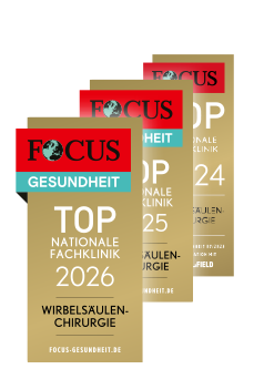 Focus-Siegel 2024 bis 2025 für das Malteser Waldkrankenhaus St. Marien im Bereich Wirbelsäulenchirurgie.